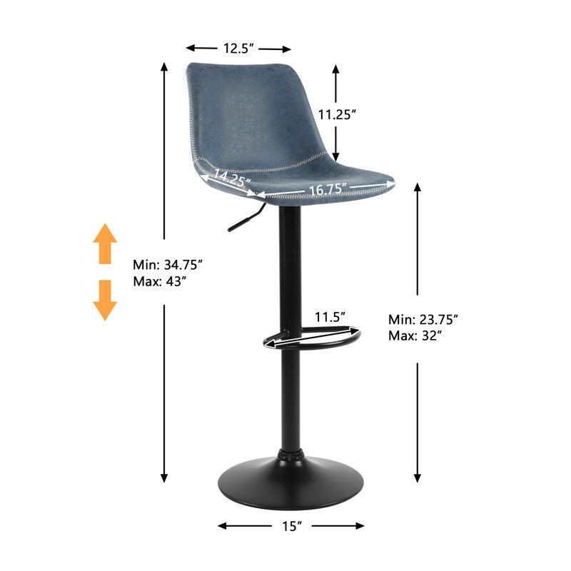 George Oliver Pu Extra-tall Bar Height Bar Stools Swivel & Adjustable ...